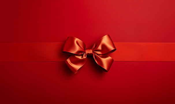 Realistic Red Bow Christmas Shiny Red Satin Ribbon New Year Gift