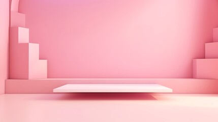 Pink podium for background, illustration for product presentation and template design.