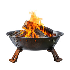 Camping fire pit tripod isolated on transparent background. Generative AI