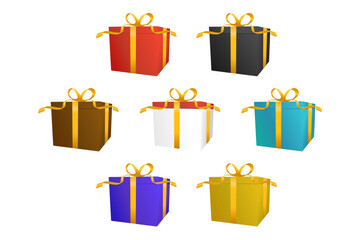 set of various colors of gift boxes illustration vector icon