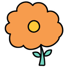 Flower tree plant natureLine Icon Doodle Collection Colorful Illustration Combination Shape Office Worker