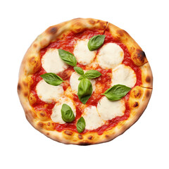 top view of delicious Italian Neapolitan pizza Bufalina on transparent background - Vegetarian pizza