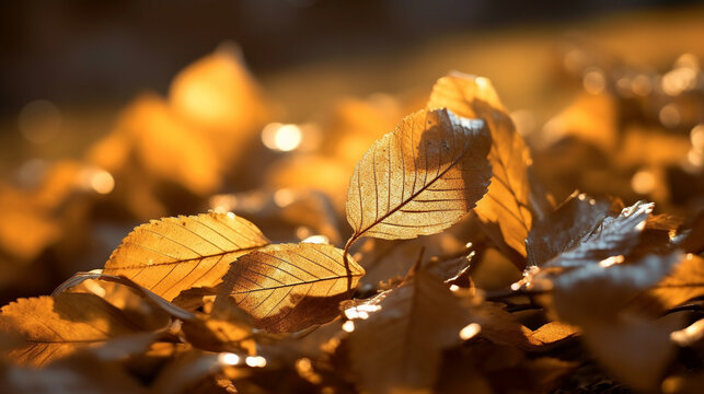golden autumn leaves HD 8K wallpaper Stock Photographic Image