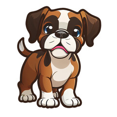 Fototapeta na wymiar Cute little Cartoon Boxer Puppy, AI Generated