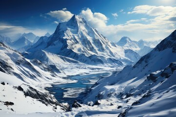 Fototapeta na wymiar Winter mountain snowy landscape. Generative AI