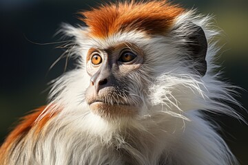 Fototapeta premium The patas monkey also known as the wadi monkey or hussar monkey. Generative AI