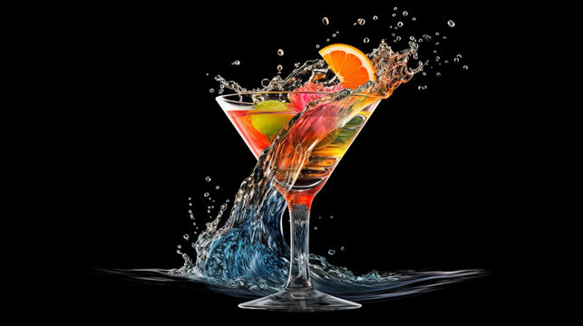 cocktail with ice and lime HD 8K wallpaper Stock Photographic Image