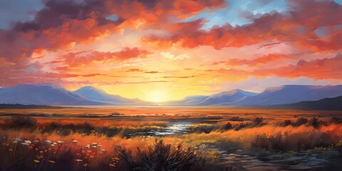 AI Generated. AI Generative. Wild horses on field meadow nature outdoor landscape. Relaxing calm inner peace vacation adventure western sountryside lifestyle vibe. Graphic Art