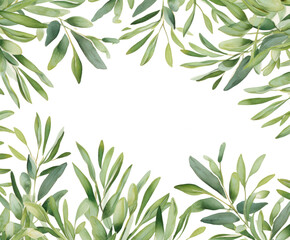 Obraz premium Watercolor olive background. Illustration AI Generative.
