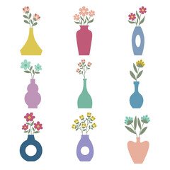 Set of flower vase vector