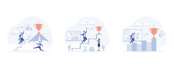 creating business for success, motivation to reach new goal, Inspiration for success, set flat vector modern illustration