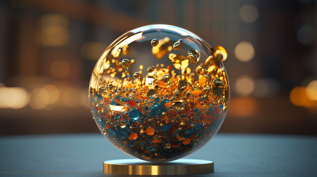 glass ball on a table  HD 8K wallpaper Stock Photographic Image