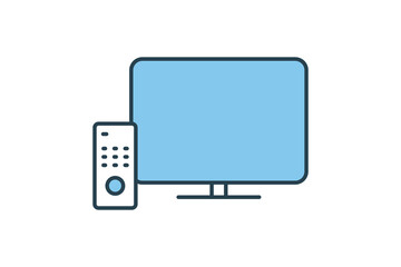 Television icon. icon related to electronic, household appliances. Flat line icon style design. Simple vector design editable