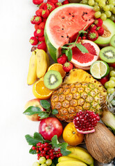 Fresh fruits. Juicy fruits variety natural nutrition.