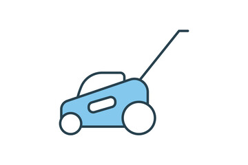 Lawn mower icon. icon related to cleaning, household appliances. Flat line icon style design. Simple vector design editable