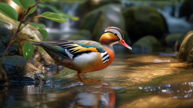 duck in the water HD 8K wallpaper Stock Photographic Image