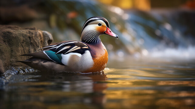 duck on the lake  HD 8K wallpaper Stock Photographic Image