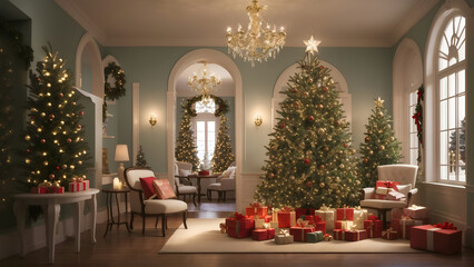 クリスマスツリーの飾り付けと点灯｜Decorating and lighting a Christmas tree, Generative AI