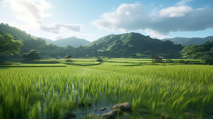 rice field in the mountains HD 8K wallpaper Stock Photographic Image