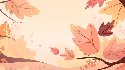 Fototapeta na wymiar Hand-painted cartoon autumn style background material