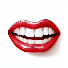 a woman's lips with vibrant red lipstick and a bright smile