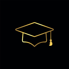 Gold Color Graduate Cap Icon Vector Template