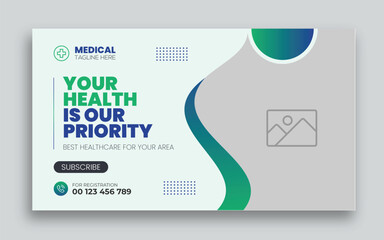 Medical healthcare youtube thumbnail cover and social media web banner design template