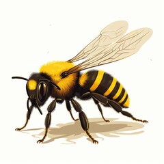 A detailed drawing of a bee on a clean white backdrop
