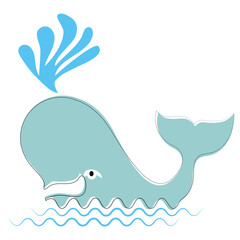 whale spraying water cartoon illustration