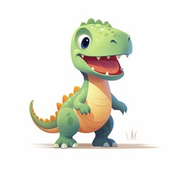 a cheerful cartoon dinosaur with a big smile