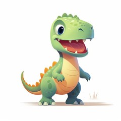 Fototapeta premium a cheerful cartoon dinosaur with a big smile