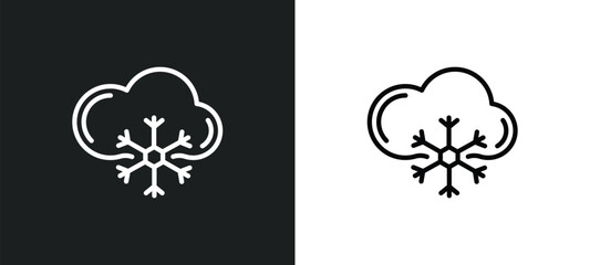 snow cloud icon isolated in white and black colors. snow cloud outline vector icon from weather collection for web, mobile apps and ui.