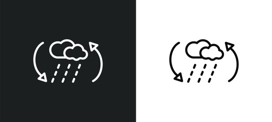 convergence icon isolated in white and black colors. convergence outline vector icon from weather collection for web, mobile apps and ui.