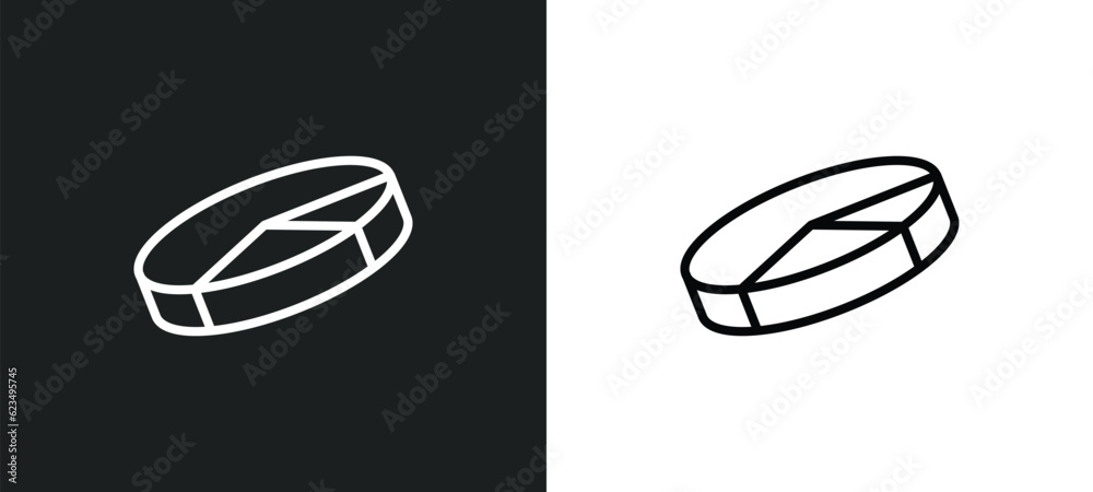 Poster 3d pie chart icon isolated in white and black colors. 3d pie chart outline vector icon from user int