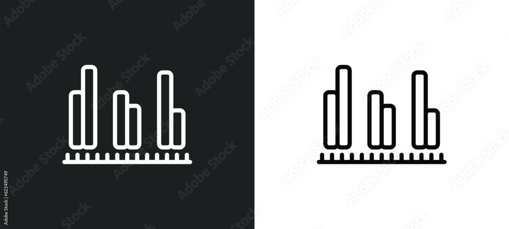 Poster data analytics bars icon isolated in white and black colors. data analytics bars outline vector icon