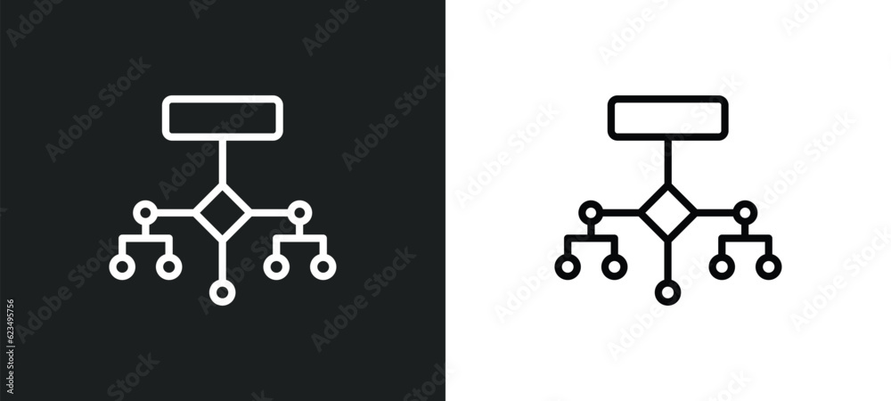 Poster flow chart interface icon isolated in white and black colors. flow chart interface outline vector ic