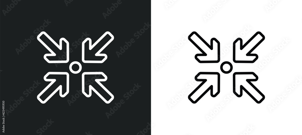 Poster compress icon isolated in white and black colors. compress outline vector icon from user interface c