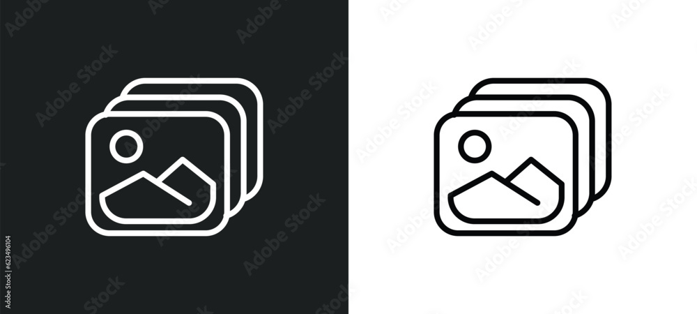 Poster gallery icon isolated in white and black colors. gallery outline vector icon from user interface col
