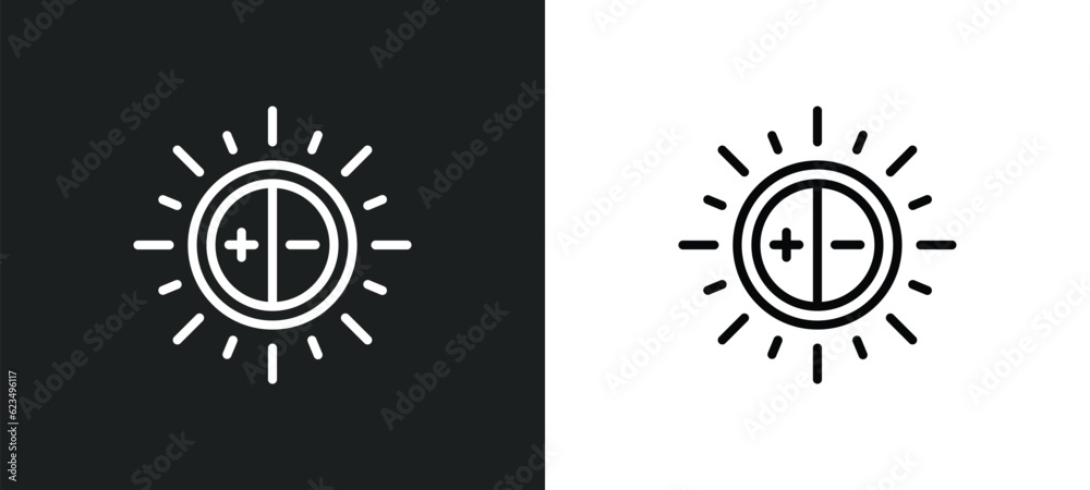 Poster brightness icon isolated in white and black colors. brightness outline vector icon from user interfa