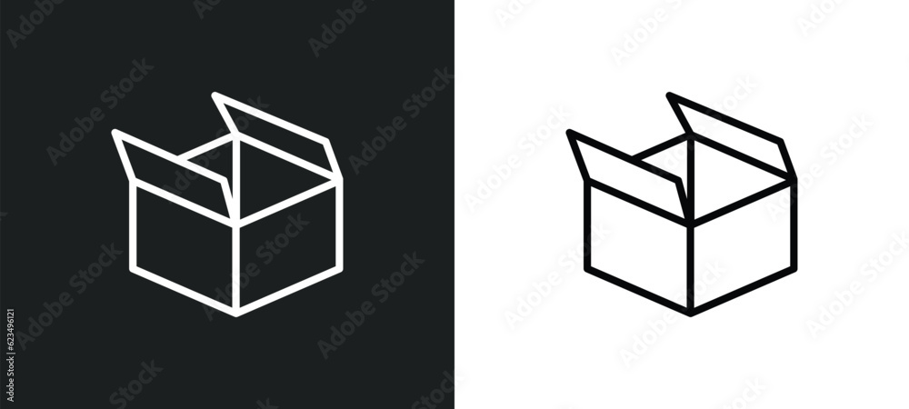 Poster open box icon isolated in white and black colors. open box outline vector icon from user interface c
