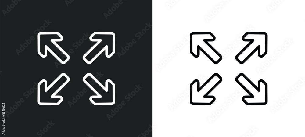 Poster full screen icon isolated in white and black colors. full screen outline vector icon from user inter