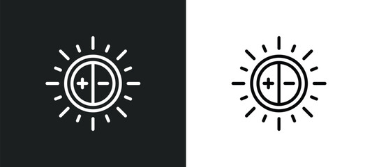 brightness icon isolated in white and black colors. brightness outline vector icon from user interface collection for web, mobile apps and ui.