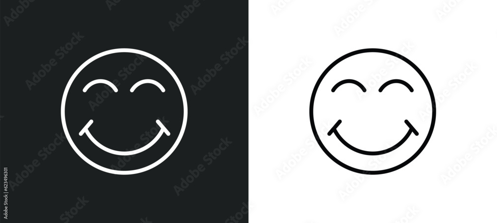 Poster joyful smile icon isolated in white and black colors. joyful smile outline vector icon from user int