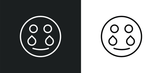 crying smile icon isolated in white and black colors. crying smile outline vector icon from user interface collection for web, mobile apps and ui.