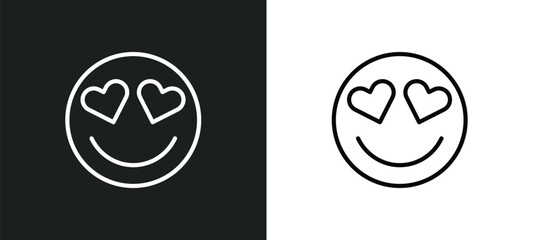 in love smile icon isolated in white and black colors. in love smile outline vector icon from user interface collection for web, mobile apps and ui.