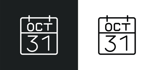 octuber 31 icon isolated in white and black colors. octuber 31 outline vector icon from user interface collection for web, mobile apps and ui.