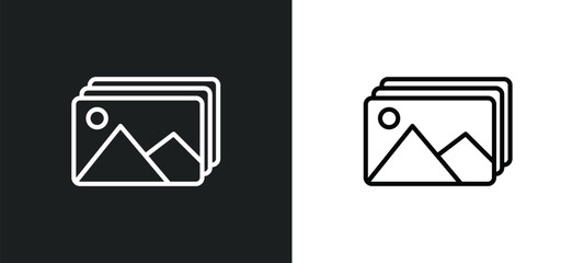 photo album icon isolated in white and black colors. photo album outline vector icon from user interface collection for web, mobile apps and ui.