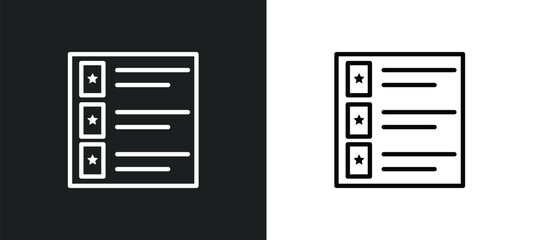film list icon isolated in white and black colors. film list outline vector icon from user interface collection for web, mobile apps and ui.