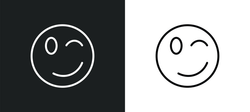 wink smile icon isolated in white and black colors. wink smile outline vector icon from user interface collection for web, mobile apps and ui.