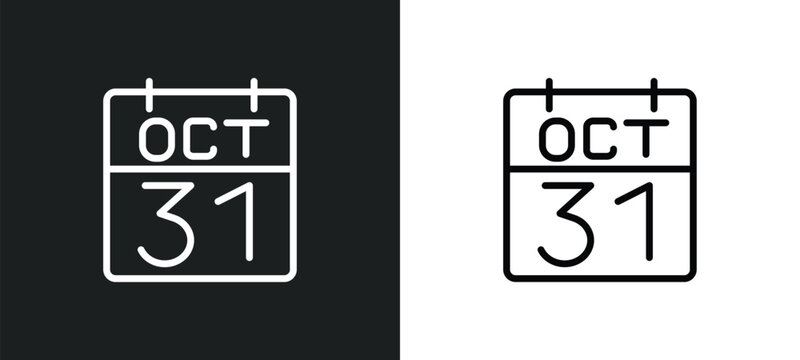 octuber 31 icon isolated in white and black colors. octuber 31 outline vector icon from user interface collection for web, mobile apps and ui.